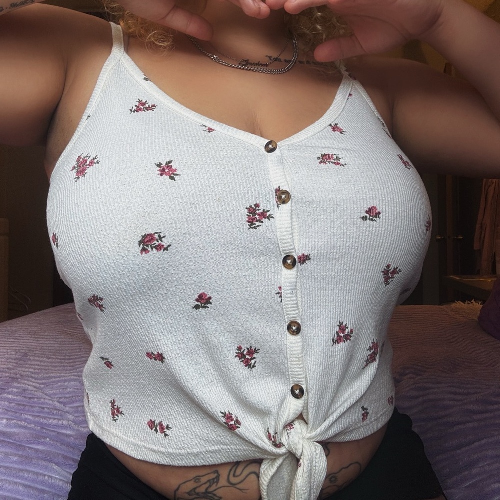 Floral Button-Down Tie-Front Top